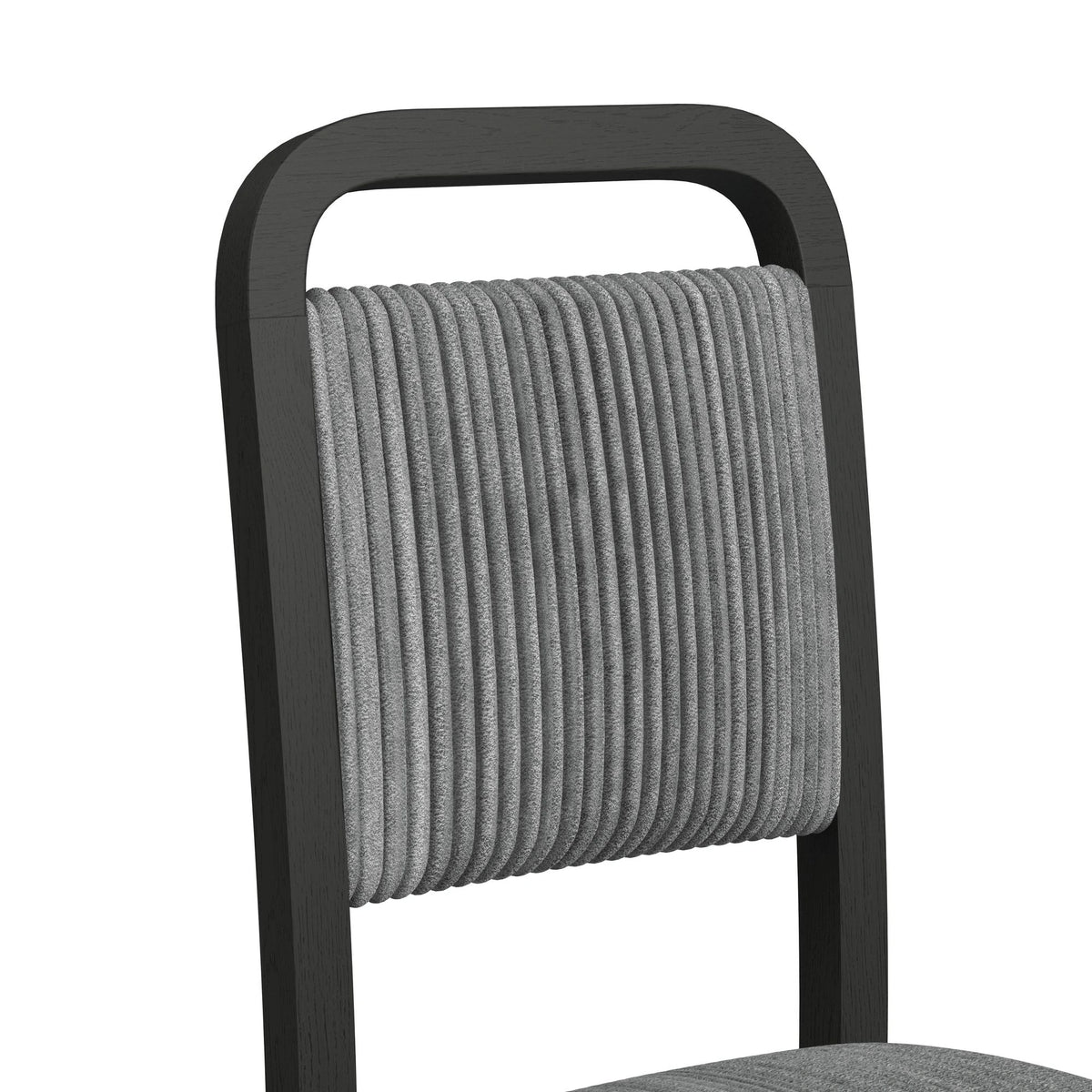 Ridgemont Standard Height Dining Set in Black with Grain-Table and Four Grey Fabric Chairs