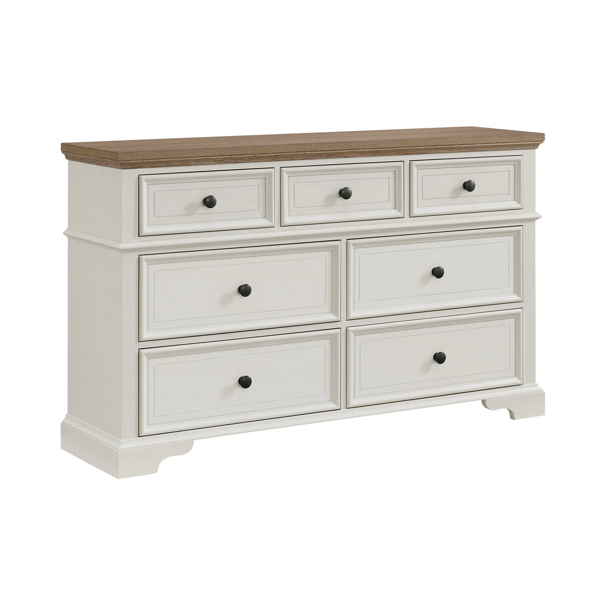 Eastwood Youth 7-Drawer Dresser in Brown and Off-White