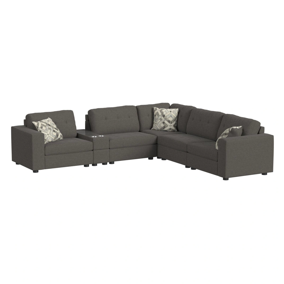 Options One 7PC Living Room Set in Palmer Plus Ash