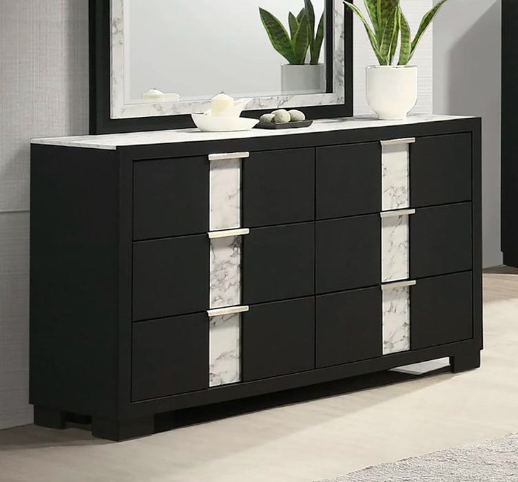 Crown Mark Furniture Rangley 6 Drawer Dresser in Black