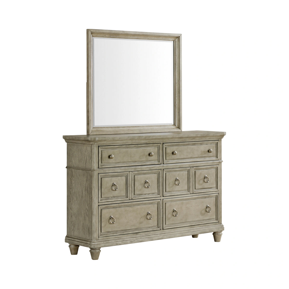 Whit-Ash Panel Bedroom Set with Door Chest in Light Grey