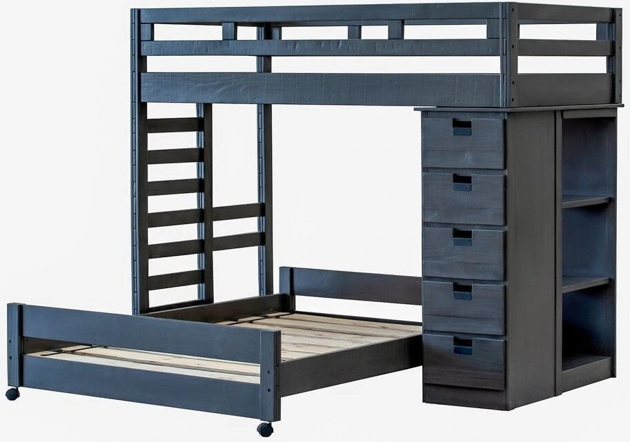 Cali Kids Twin Loft Bookcase Bed in Sleek Gray - Jack’s Furniture and More (Laredo, TX)