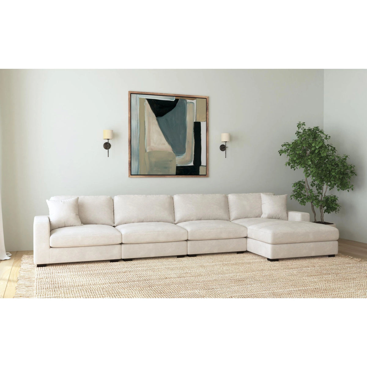 Arizona Modular Sectional Set with RHF Chaise in Steno Beige