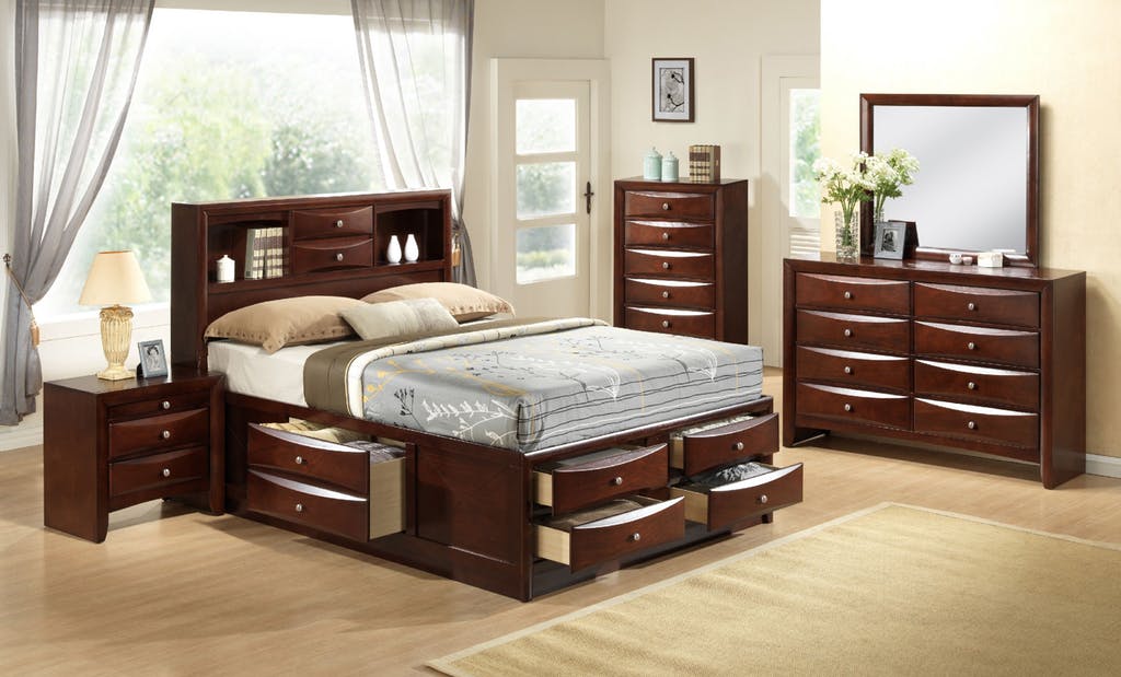 Emily King Storage Bed in Espresso Lacquer - Jack’s Furniture and More (Laredo, TX)