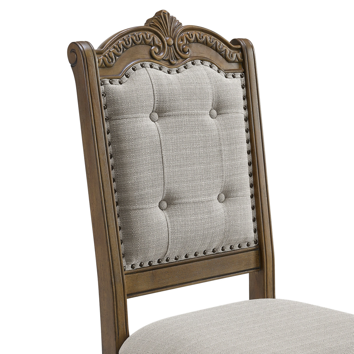 Madison Park Dining Side Chair with Beige Fabric in Walnut (2 Per Carton)