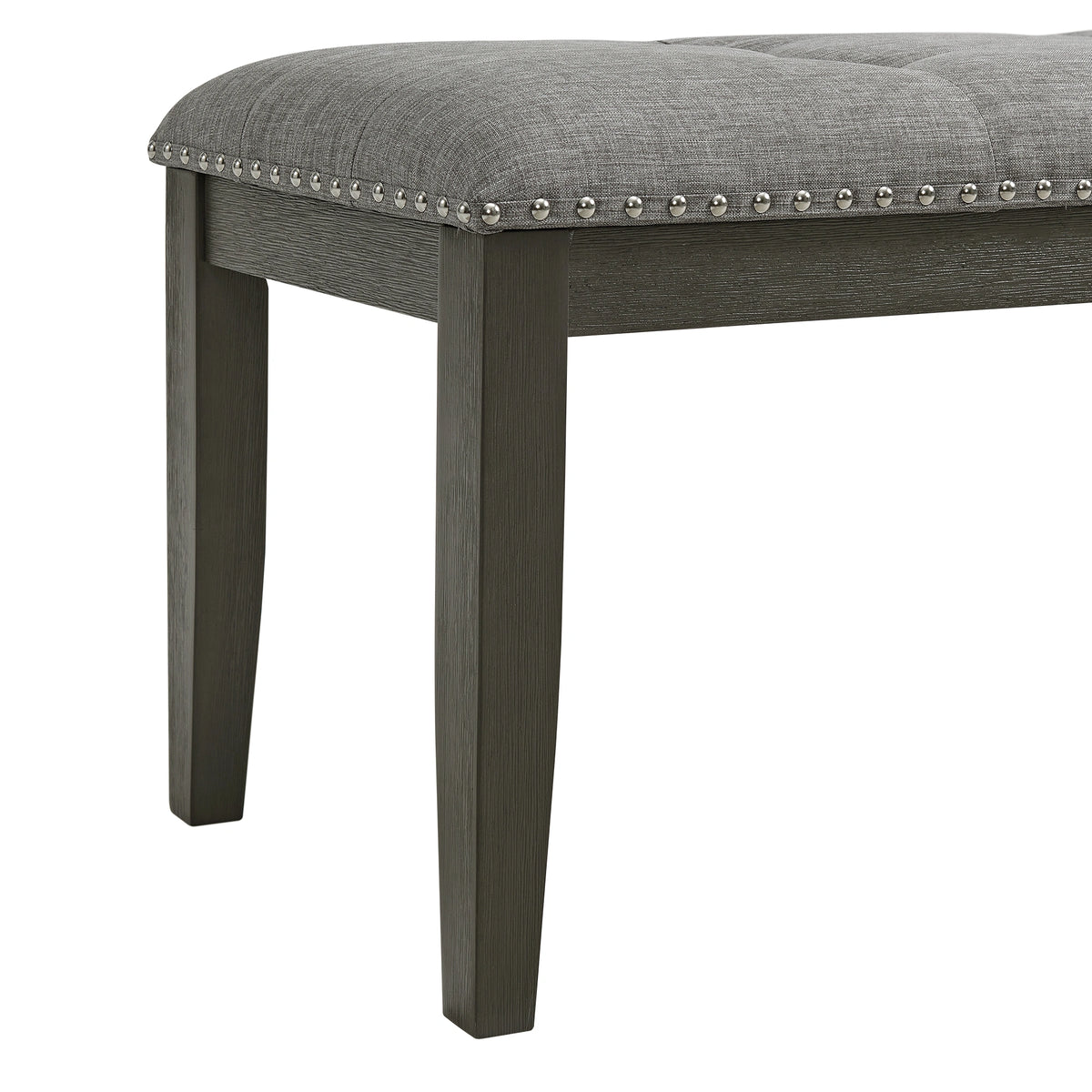 Everdeen Bench w/ Grey Fabric and Nail Heads in Charcoal