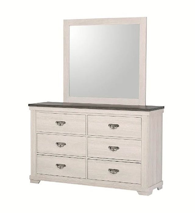 Crown Mark Furniture Leighton Dresser Mirror in White