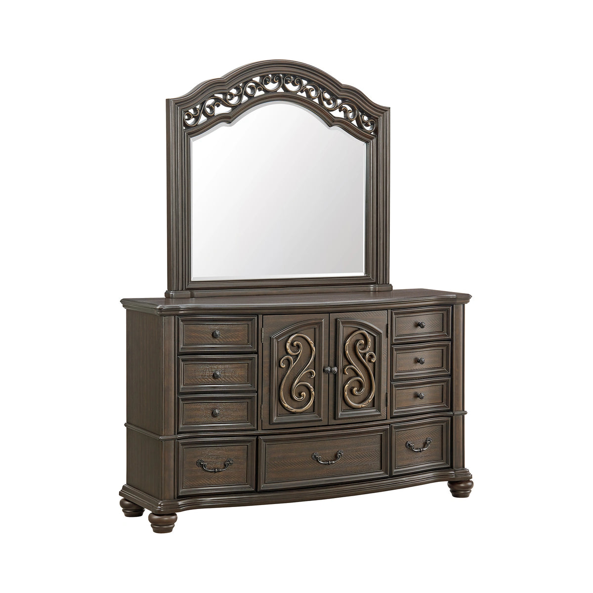 Brunswick Dresser and Mirror Set in Mahogany