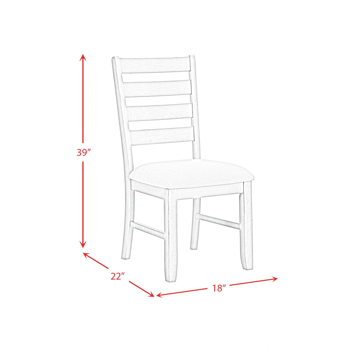 Farmington Ladder Back Dining Side Chair with Light Beige Fabric in Washed Stone (2 Per Carton)