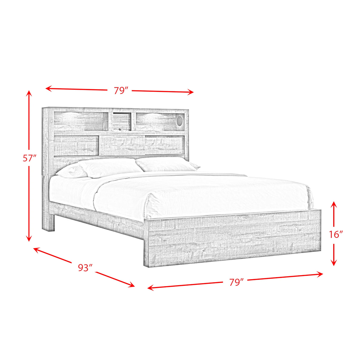 Bailey Bookcase Panel Bedroom Set with Bluetooth
