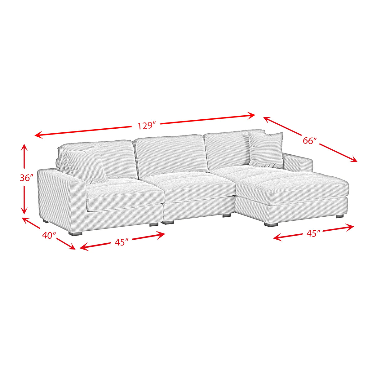 Arizona Modular Sectional Set with RHF Chaise in Steno Beige