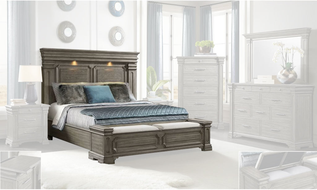 Kings Court King Storage Bed in Grey - Jack’s Furniture and More (Laredo, TX)