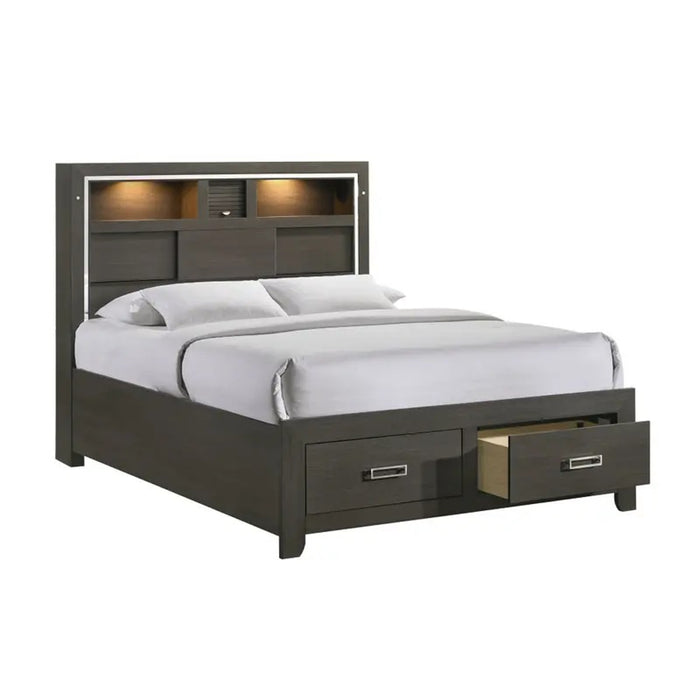 Sasha Queen Music Bed in Charcoal - Jack’s Furniture and More (Laredo, TX)