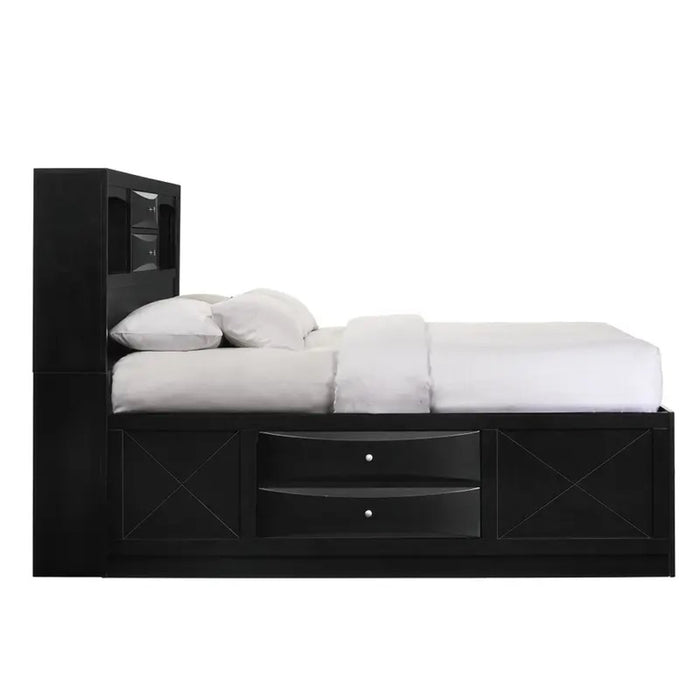 Emily Queen Storage Bed in Black - Jack’s Furniture and More (Laredo, TX)