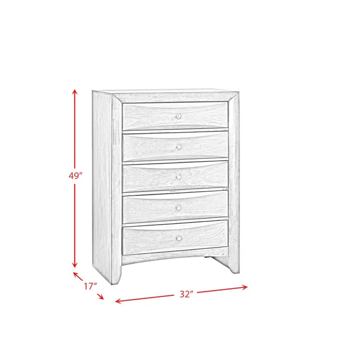 Emily 5 Drawer Chest in Black - Jack’s Furniture and More (Laredo, TX)