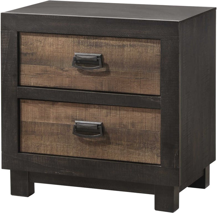 Elements International Harlington 2 Drawers Nightstand in Rustic Gray image