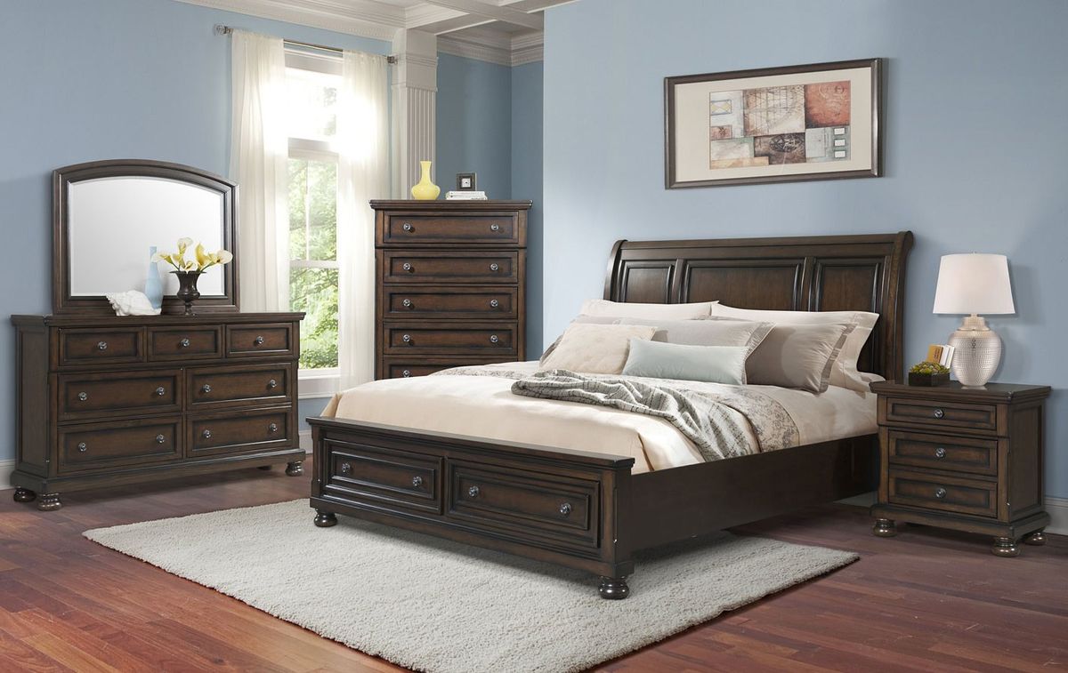 Kingston King Bed with Storage Footboard in Walnut - Jack’s Furniture and More (Laredo, TX)