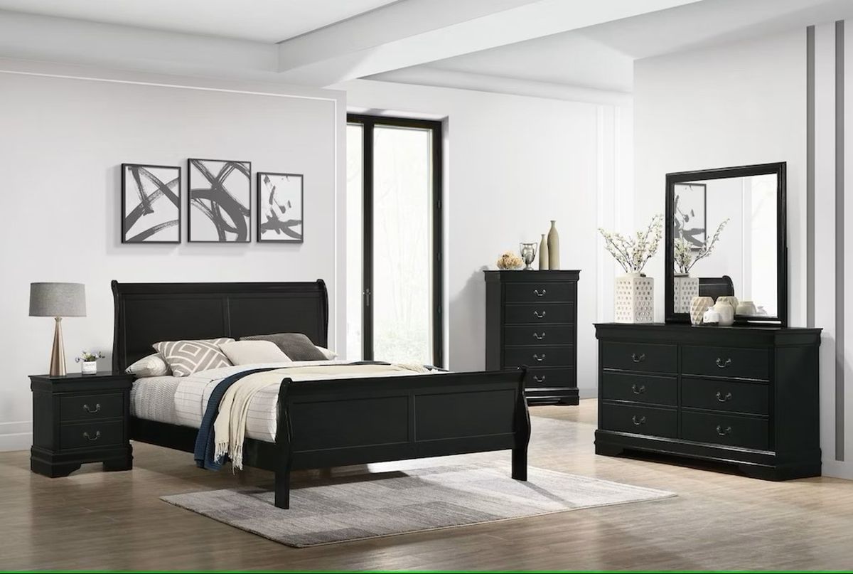 Louis Philippe Twin Panel Bed in Black - Jack’s Furniture and More (Laredo, TX)