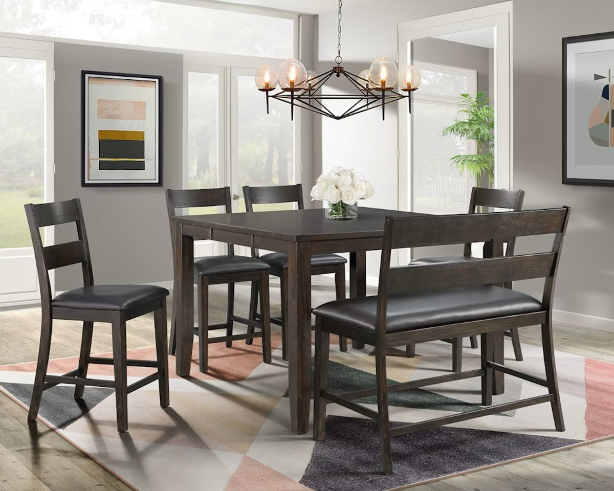 Mango Counter Height Bench in Dark Brown - Jack’s Furniture and More (Laredo, TX)