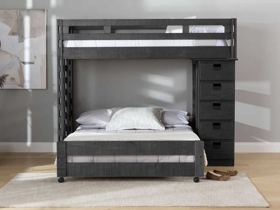 Vista Twin over Full Basic Loft Bed with Bookcase in Grey - Jack’s Furniture and More (Laredo, TX)