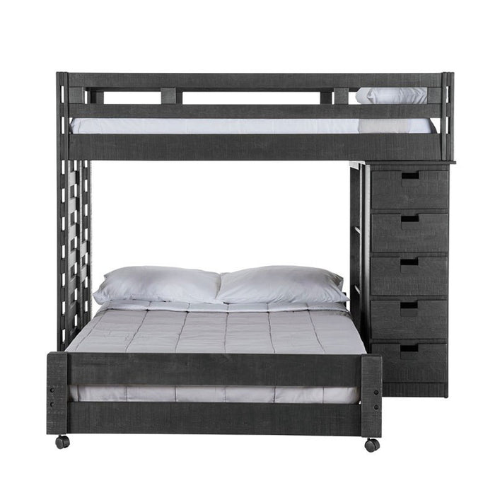 Vista Twin over Full Basic Loft Bed with Bookcase in Grey - Jack’s Furniture and More (Laredo, TX)