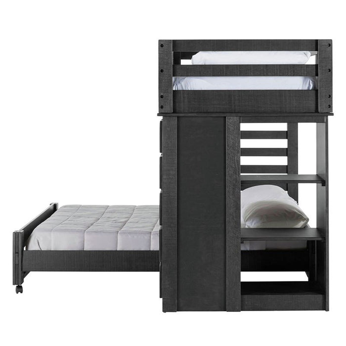 Vista Twin over Full Basic Loft Bed with Bookcase in Grey - Jack’s Furniture and More (Laredo, TX)