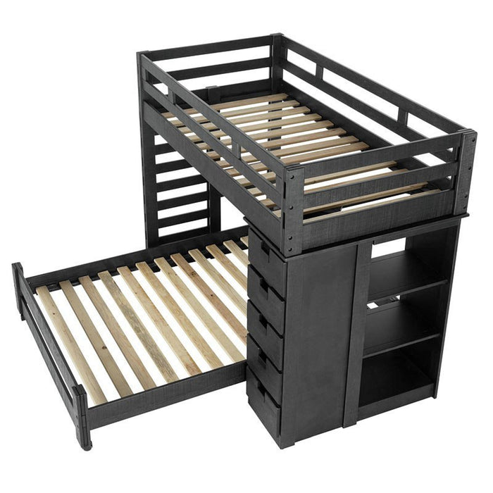 Vista Twin over Full Basic Loft Bed with Bookcase in Grey - Jack’s Furniture and More (Laredo, TX)