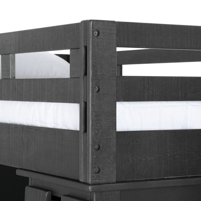 Vista Twin over Full Basic Loft Bed with Bookcase in Grey - Jack’s Furniture and More (Laredo, TX)