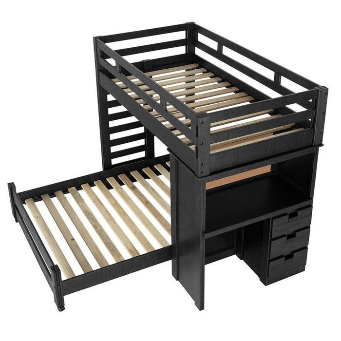 Vista Twin over Full Basic Loft Bed with Desk in Grey - Jack’s Furniture and More (Laredo, TX)