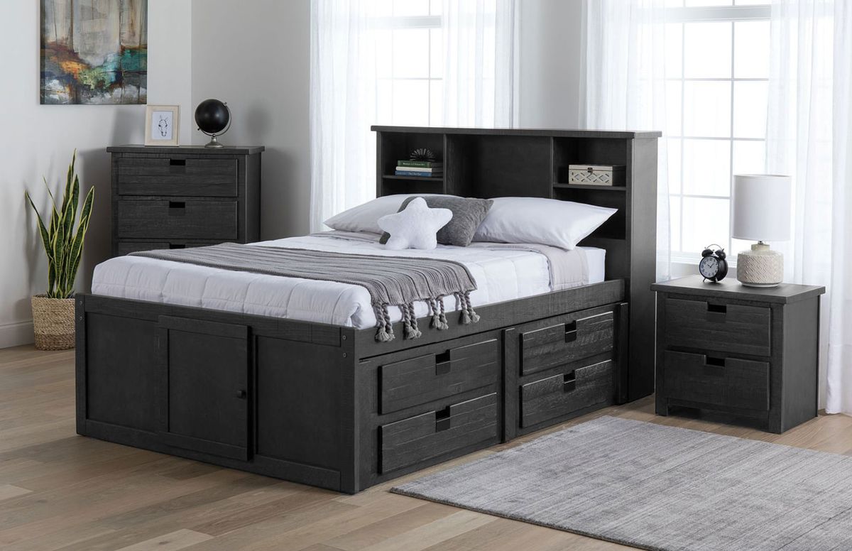 Vista Captain Bed Twin Storage Bed in Grey - Jack’s Furniture and More (Laredo, TX)