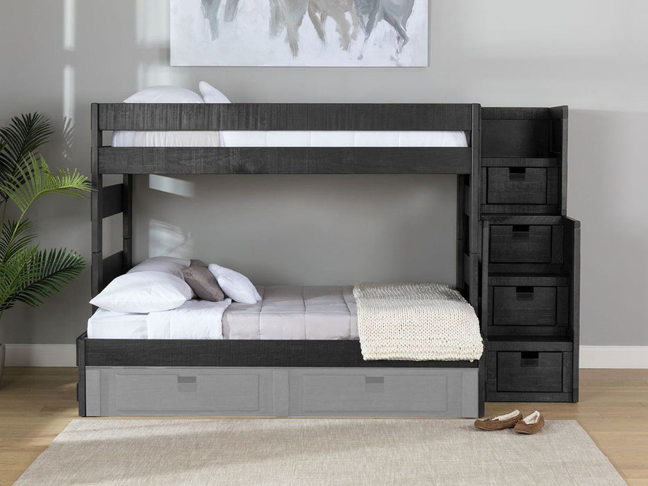Vista Twin over Full Bunk Bed with Staircase in Grey - Jack’s Furniture and More (Laredo, TX)