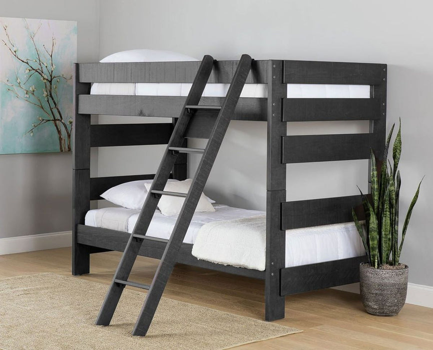 Vista Twin over Full Bunk Bed with Ladder in Grey - Jack’s Furniture and More (Laredo, TX)