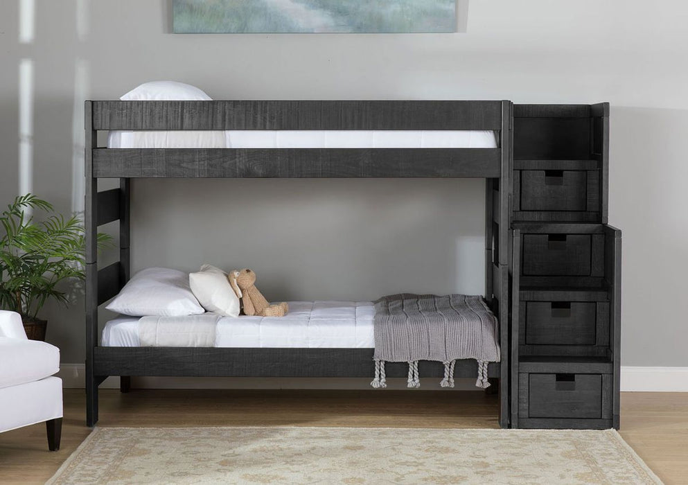 Vista Twin over Twin Bunk Bed with Staircase in Grey - Jack’s Furniture and More (Laredo, TX)