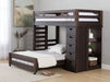 Vista Twin over Full Basic Loft Bed with Bookcase in Brown - Jack’s Furniture and More (Laredo, TX)