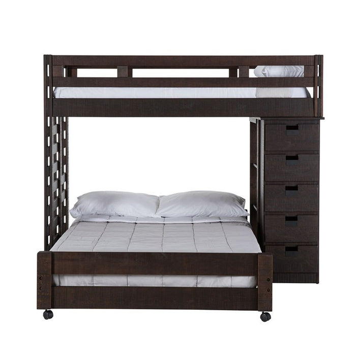 Vista Twin over Full Basic Loft Bed with Bookcase in Brown - Jack’s Furniture and More (Laredo, TX)