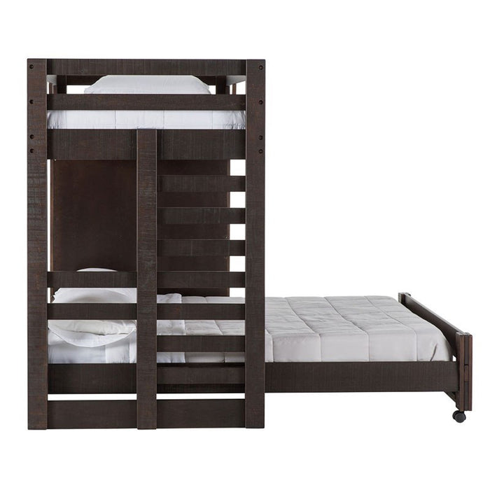 Vista Twin over Full Basic Loft Bed with Bookcase in Brown - Jack’s Furniture and More (Laredo, TX)