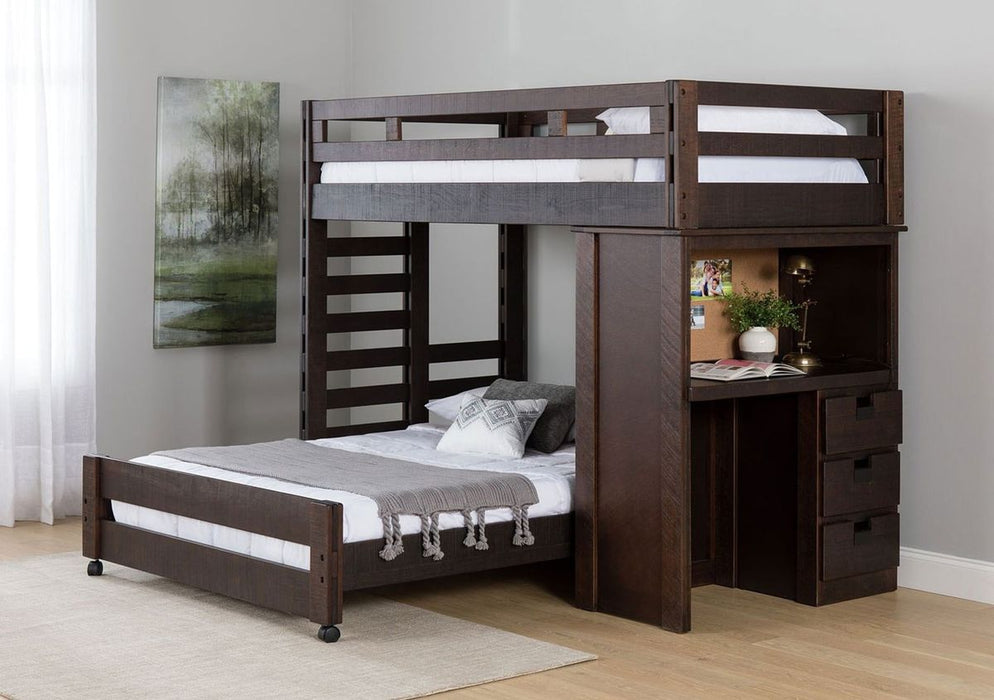 Vista Twin over Full Basic Loft Bed with Desk in Brown - Jack’s Furniture and More (Laredo, TX)