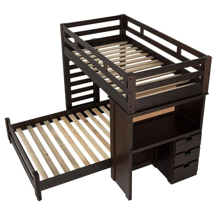 Vista Twin over Full Basic Loft Bed with Desk in Brown - Jack’s Furniture and More (Laredo, TX)