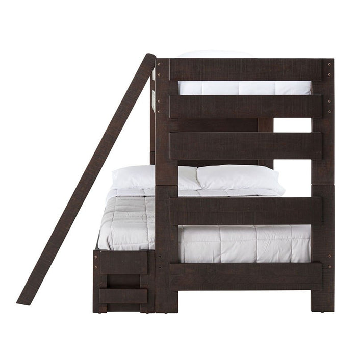 Vista Twin over Full Bunk Bed with Ladder in Brown - Jack’s Furniture and More (Laredo, TX)