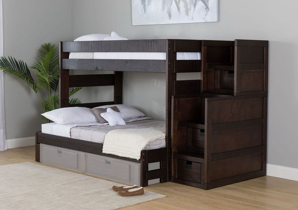Vista Twin over Full Bunk Bed with Staircase in Brown - Jack’s Furniture and More (Laredo, TX)