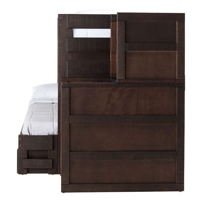 Vista Twin over Full Bunk Bed with Staircase in Brown - Jack’s Furniture and More (Laredo, TX)