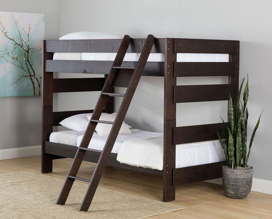 Vista Twin over Twin Bunk Bed with Ladder in Brown - Jack’s Furniture and More (Laredo, TX)