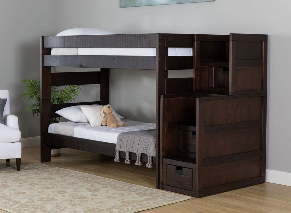 Vista Twin over Twin Bunk Bed with Staircase in Brown - Jack’s Furniture and More (Laredo, TX)