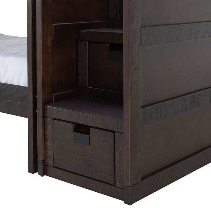 Vista Twin over Twin Bunk Bed with Staircase in Brown - Jack’s Furniture and More (Laredo, TX)