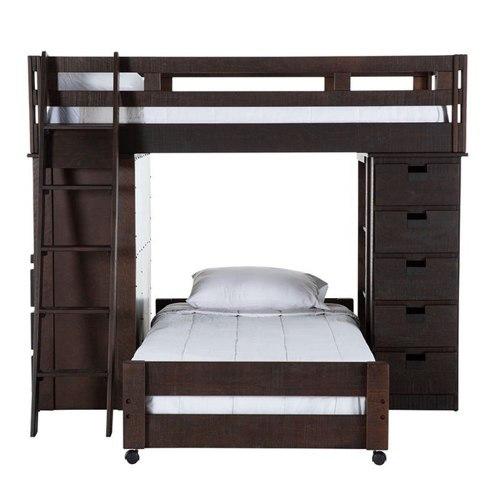 Vista Twin over Twin Super Loft Bed with Desk and Bookcase in Brown - Jack’s Furniture and More (Laredo, TX)