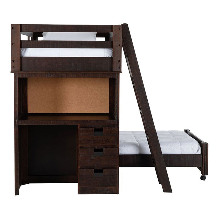Vista Twin over Twin Super Loft Bed with Desk and Bookcase in Brown - Jack’s Furniture and More (Laredo, TX)