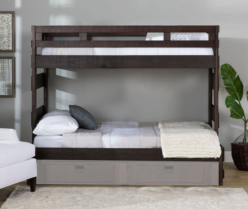 Vista High Top Twin over Full Bunk Bed with Ladder in Brown - Jack’s Furniture and More (Laredo, TX)