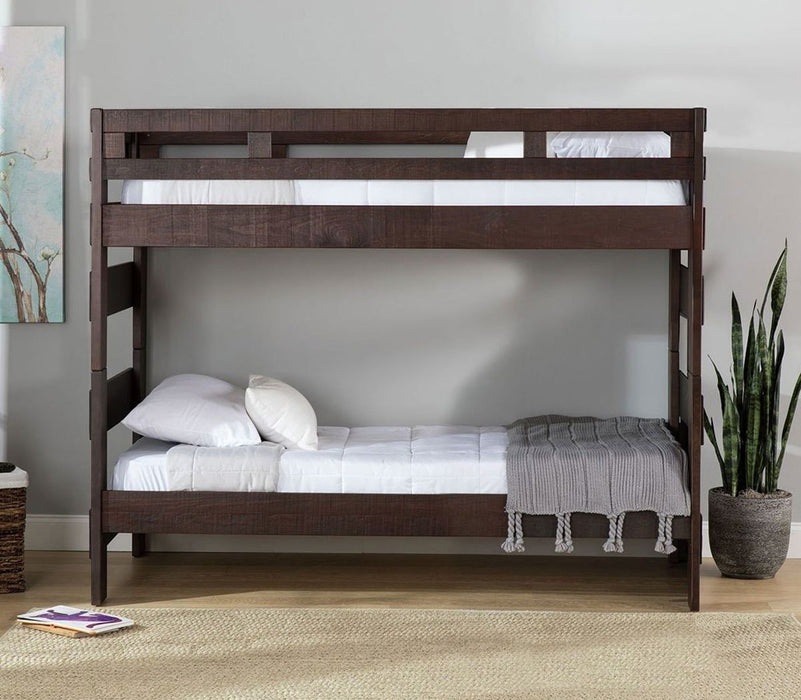 Vista High Top Twin over Twin Bunk Bed with Ladder in Brown - Jack’s Furniture and More (Laredo, TX)