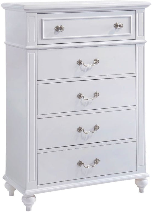 Elements International Alana 5 Drawer Chest in White Lacquer image