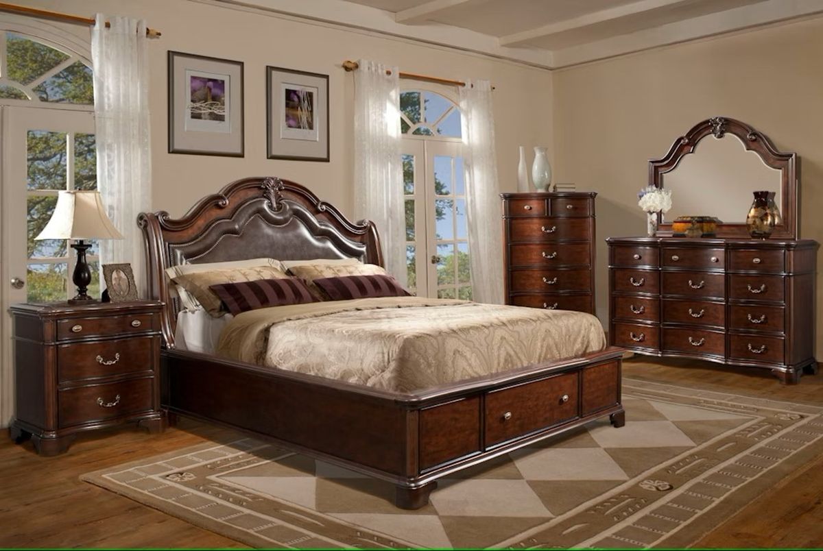 Tabasco Queen Storage Bed in NC Cherry Lacquer - Jack’s Furniture and More (Laredo, TX)